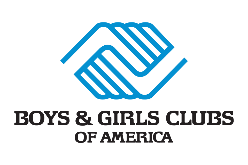 Boys and Girls club text logo with illustrated holding hands