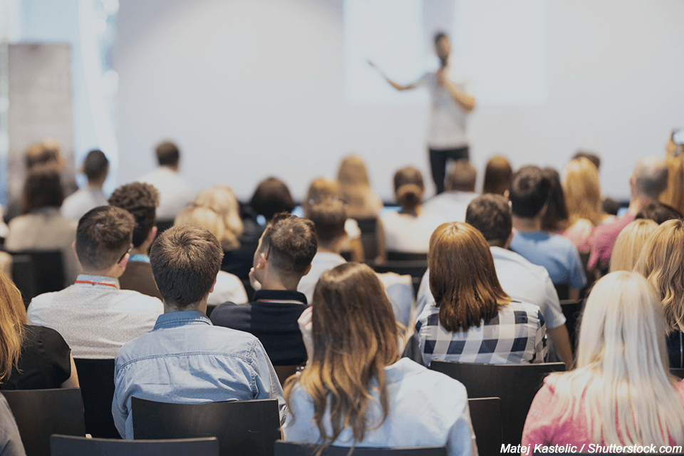 People attending a conference