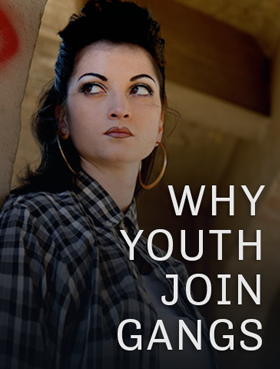 A female looking away from the camera and the words "Why Youth Join Gangs"