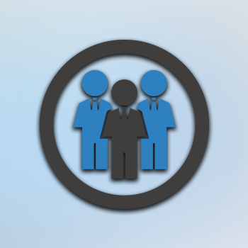 three people icons inside of a circle
