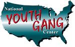 the words "National Youth Gang Center" on top of the United States of America shape