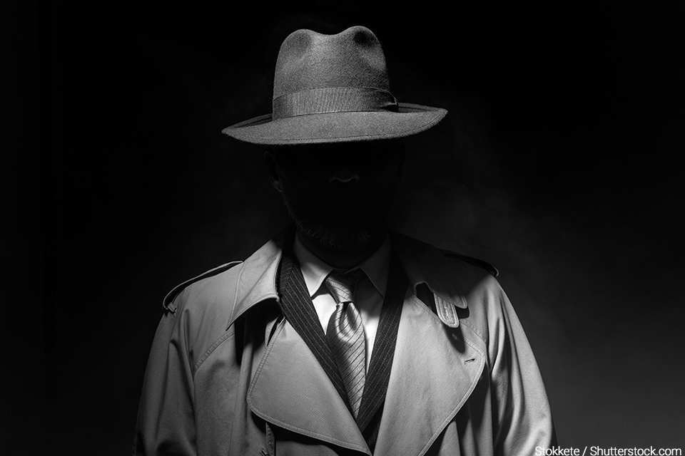 Black and white photo of a gangster