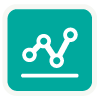 teal and white line chart icon