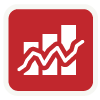 red and white data chart icon