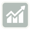 gray and white chart icon with an arrow moving upward