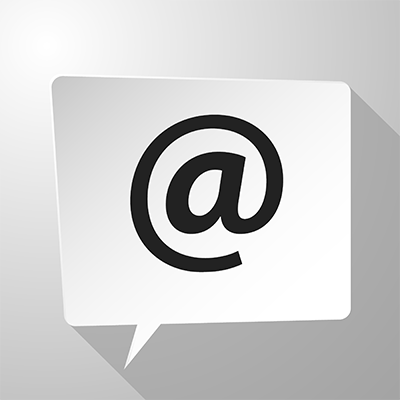 "at" symbol inside of a speech bubble